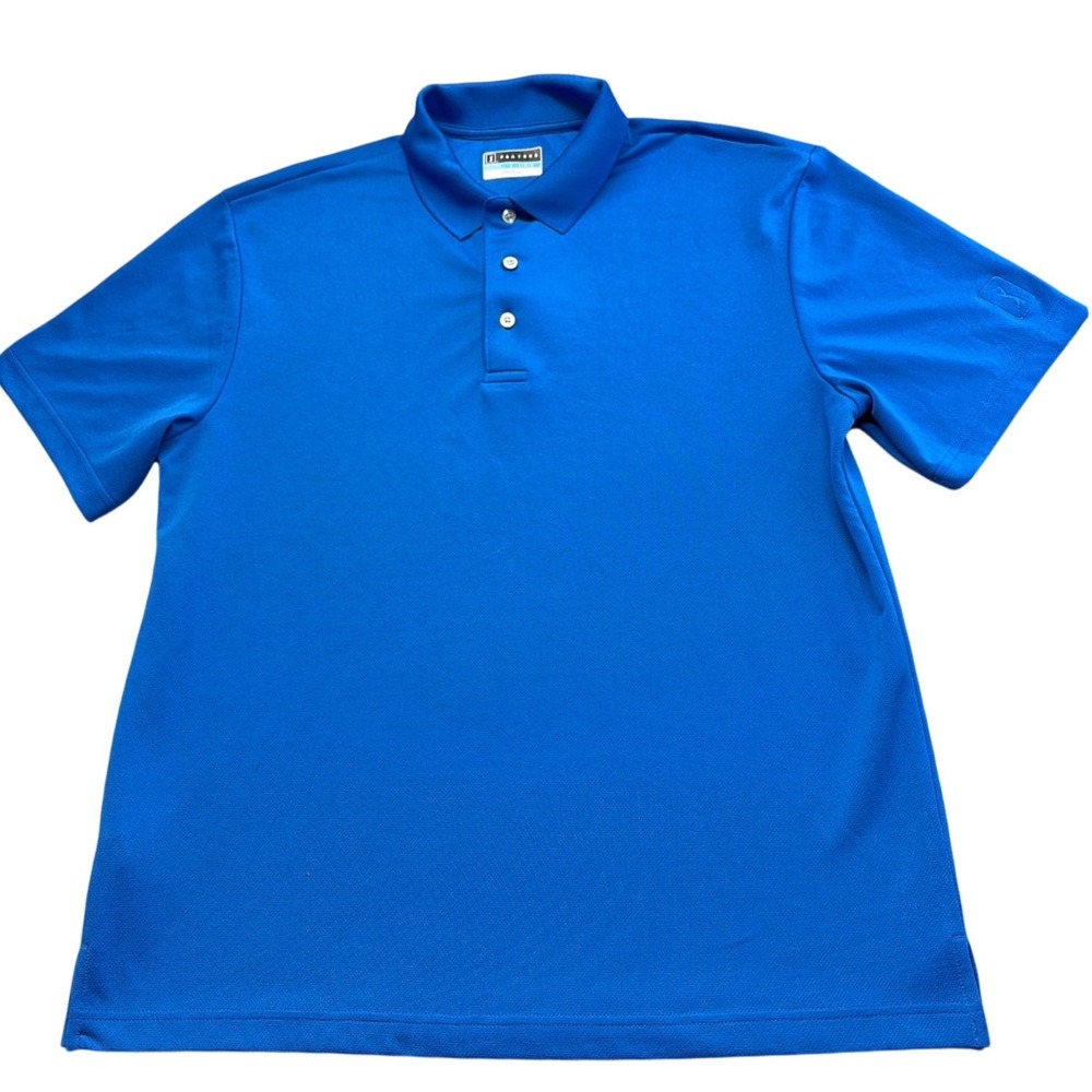 PGA Tour Airflux Mens Blue Mesh‎ Golf Polo Shirt Size Large Short Sleeve Sport